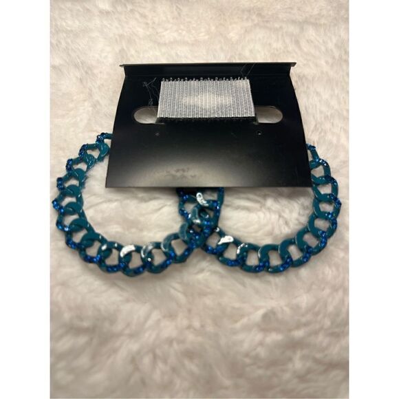 NWT Noir Teal with Sparkle Hoop Earrings - Picture 3 of 3